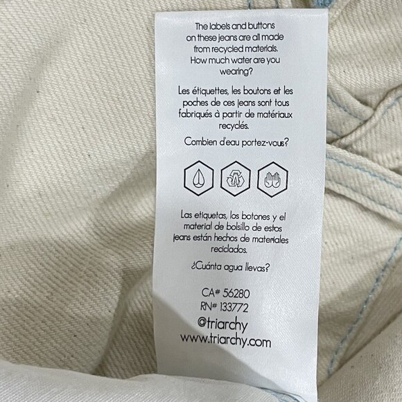 Triarchy Jeans Women 31 Ms Hart Petal Hem High Rise Straight Leg Denim Cream NWT - Picture 6 of 15